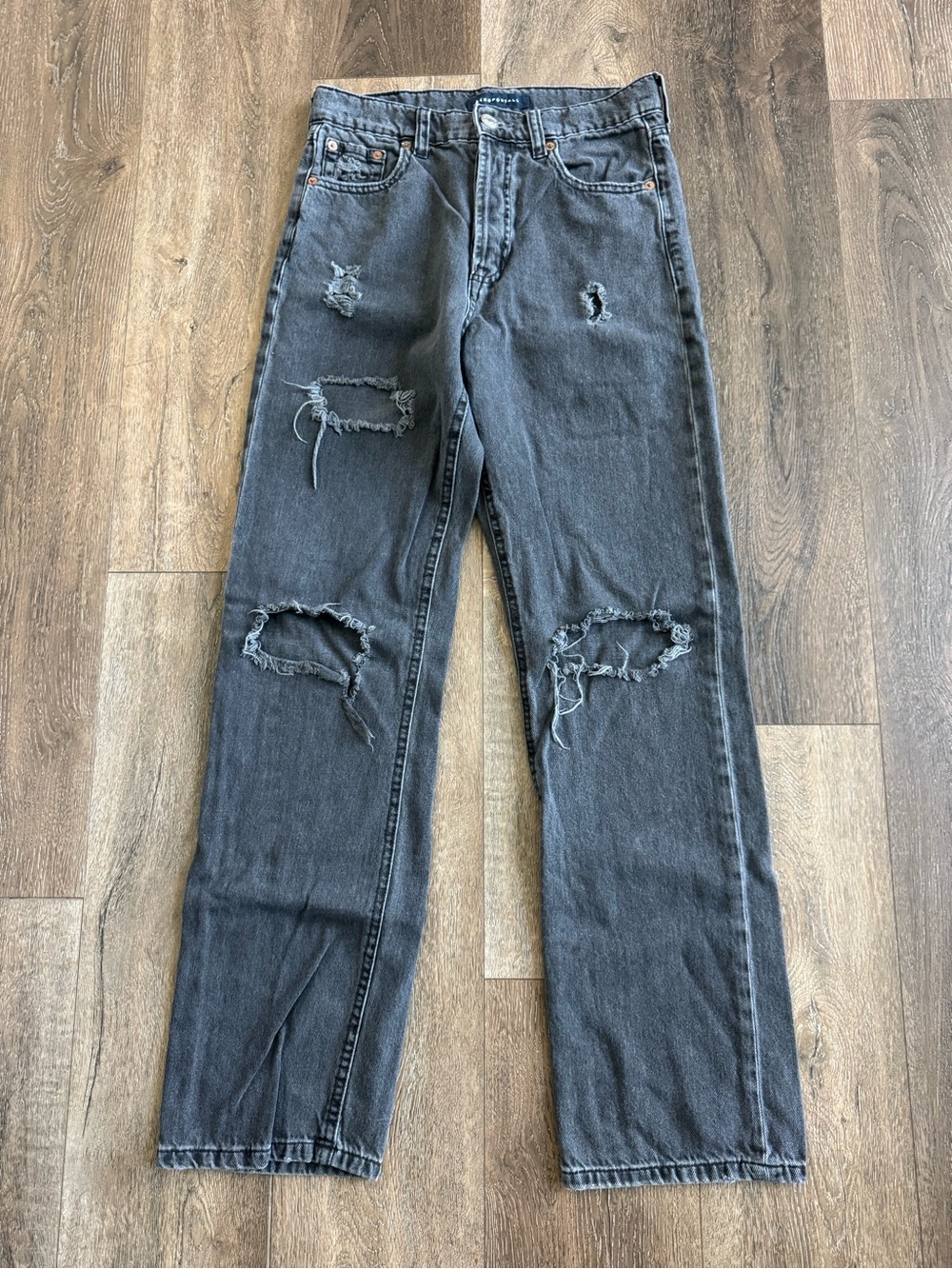 Aeropostale 90’s Baggy Black Distressed Straight Jeans Women’s Size 2